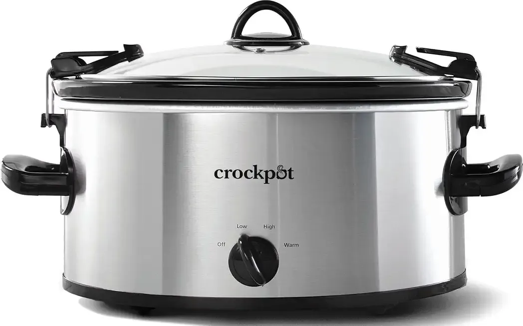 Crock-Pot Cook N Carry Oval Manual Portable Slow Cooker, Silver, 6-Quart | Travel-Proof Locking Lid, Serves 7+, High/Low/Warm Settings, Removable Dishwasher-Safe Stoneware, for Potlucks & Tailgating