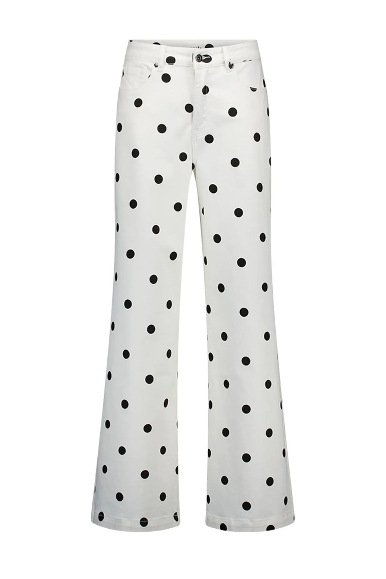 Wide fit broek | Zwart/wit | Polkadot | L32