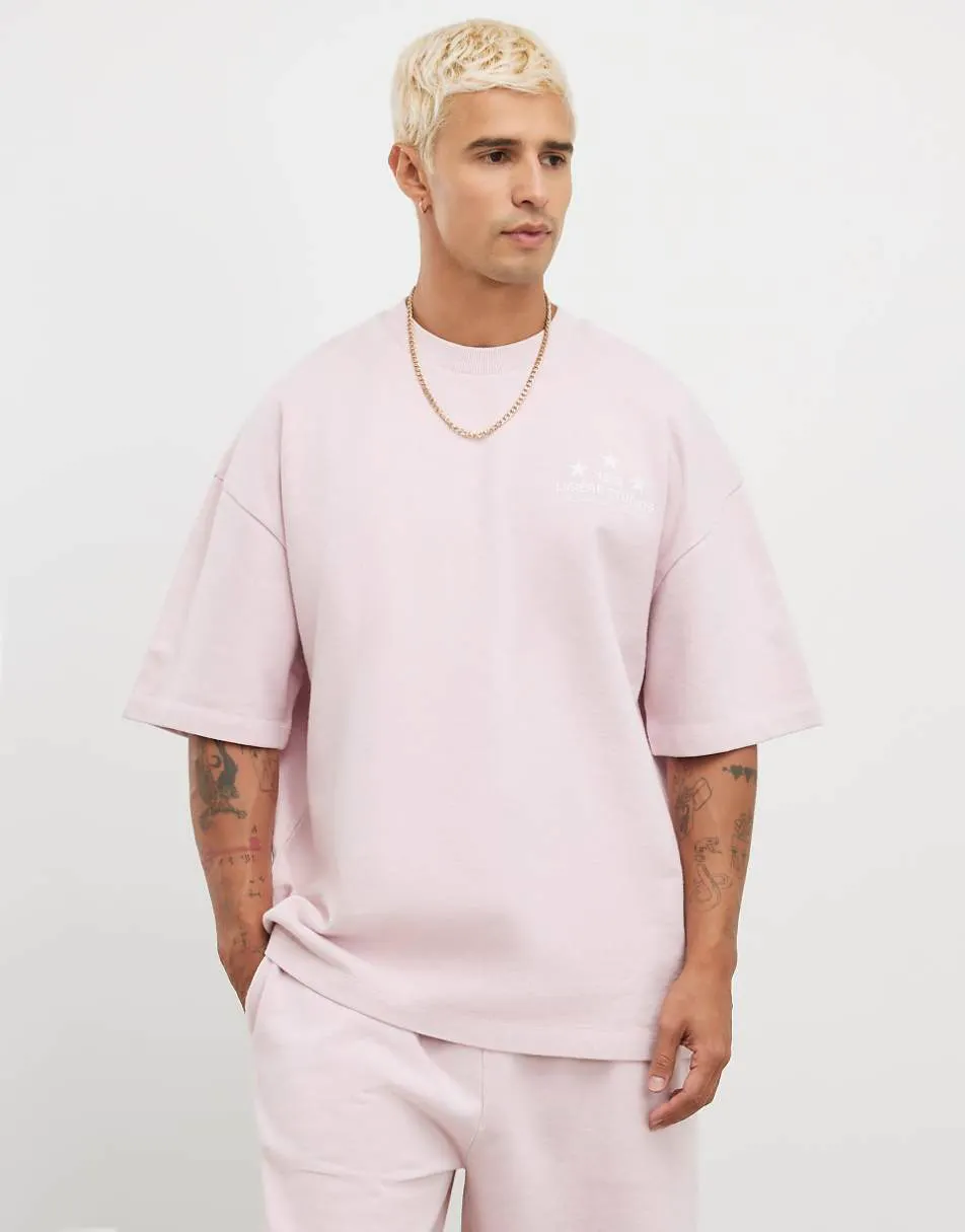 River Island Oversized fit lisiere studios t-shirt in pink - light