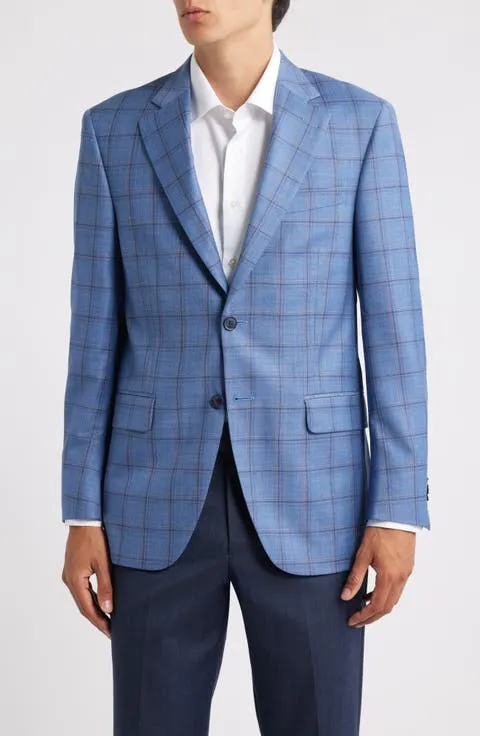 Flynn Classic Fit Blue Plaid Wool Sport Coat