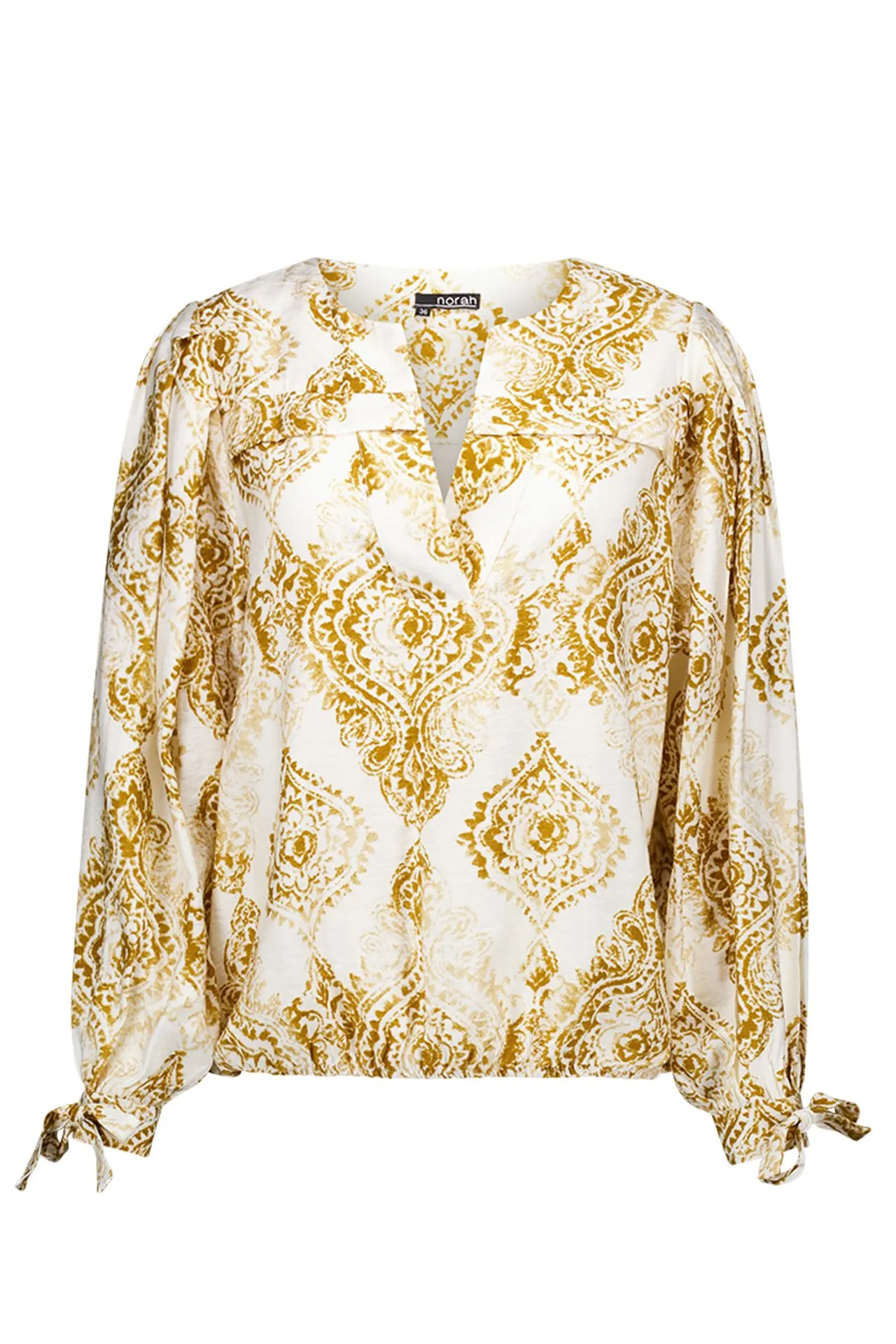 Ecru blouse blouse met sierlijke print