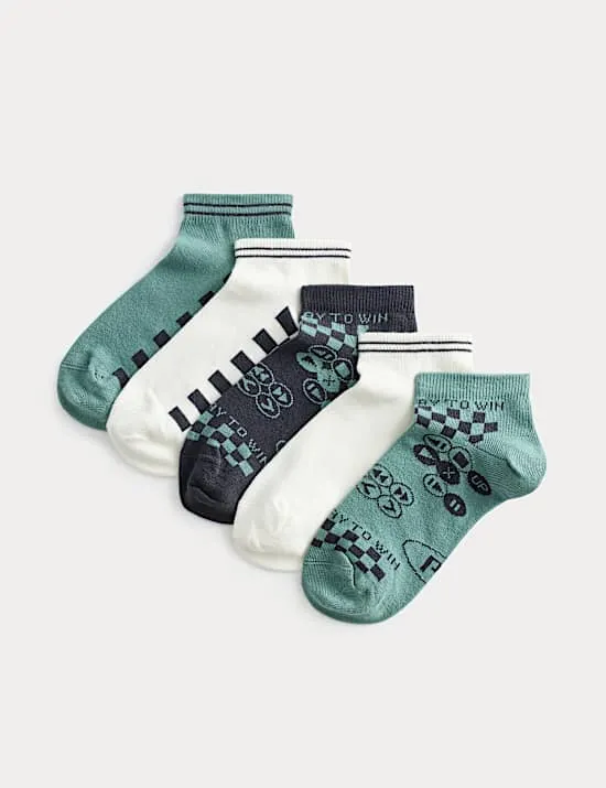 5er-Pack Trainer Liners™ Turnschuhsocken mit Gaming-Motiv (23–40,5)