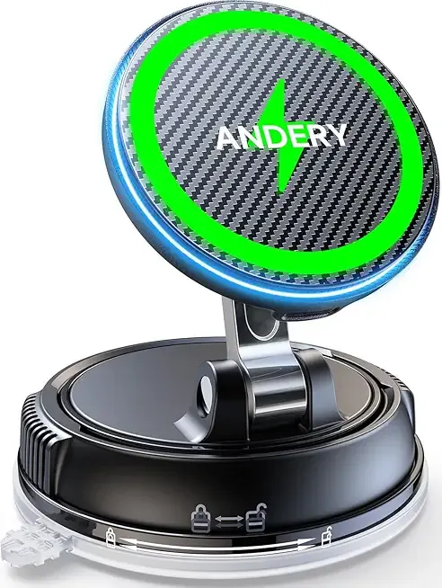 ANDERY Only for iPhone Magsafe Car Mount Charger [15W Wireless Faster Charging, 78+LBS Strongest Suction, 2400gf Strongest Magnetic] 360° Adjustable Car Phone Holder for iPhone 17-12 Pro Max Plus Air