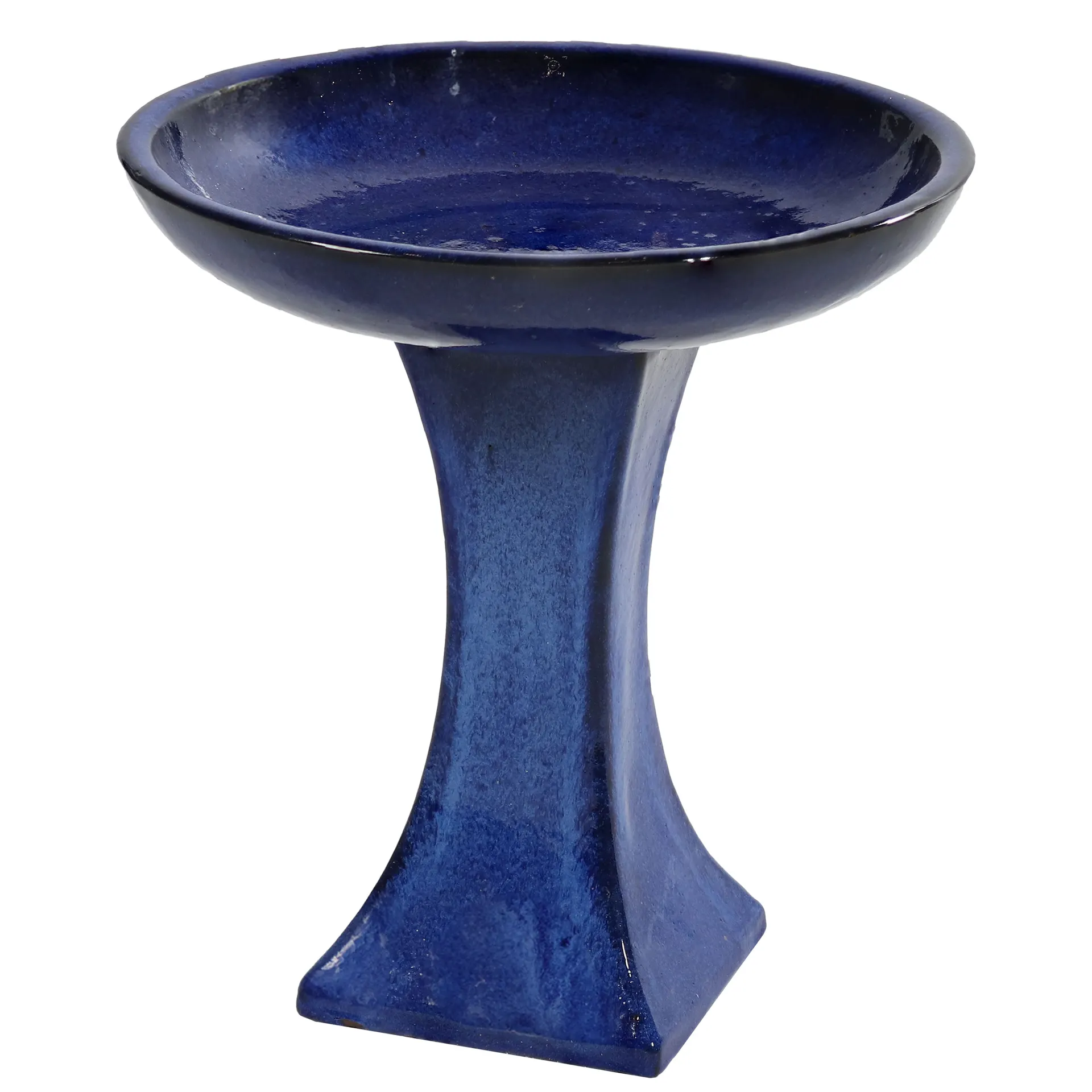16-in H Blue Ceramic Complete birdbath