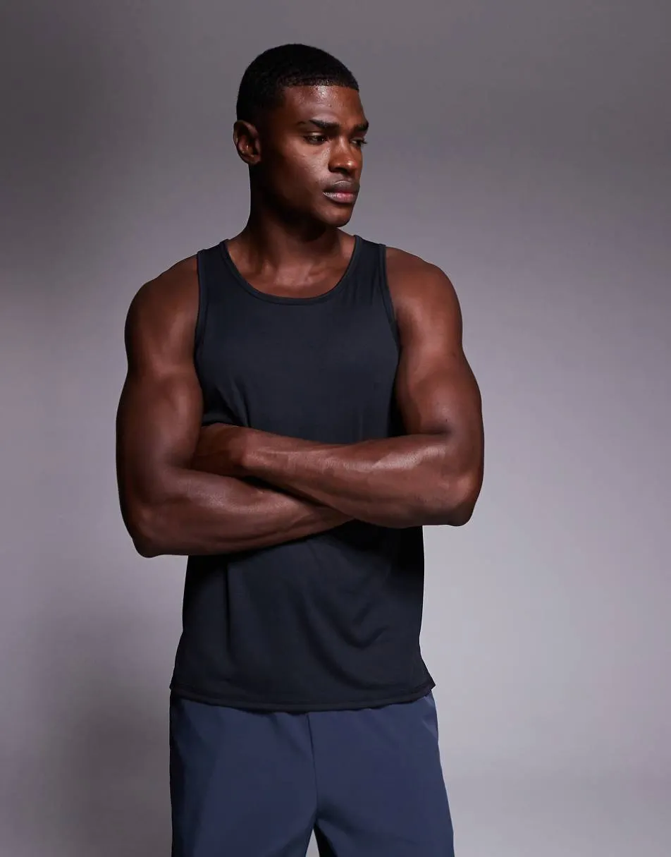 4505 quick dry technical mesh relaxed fit running singlet in black