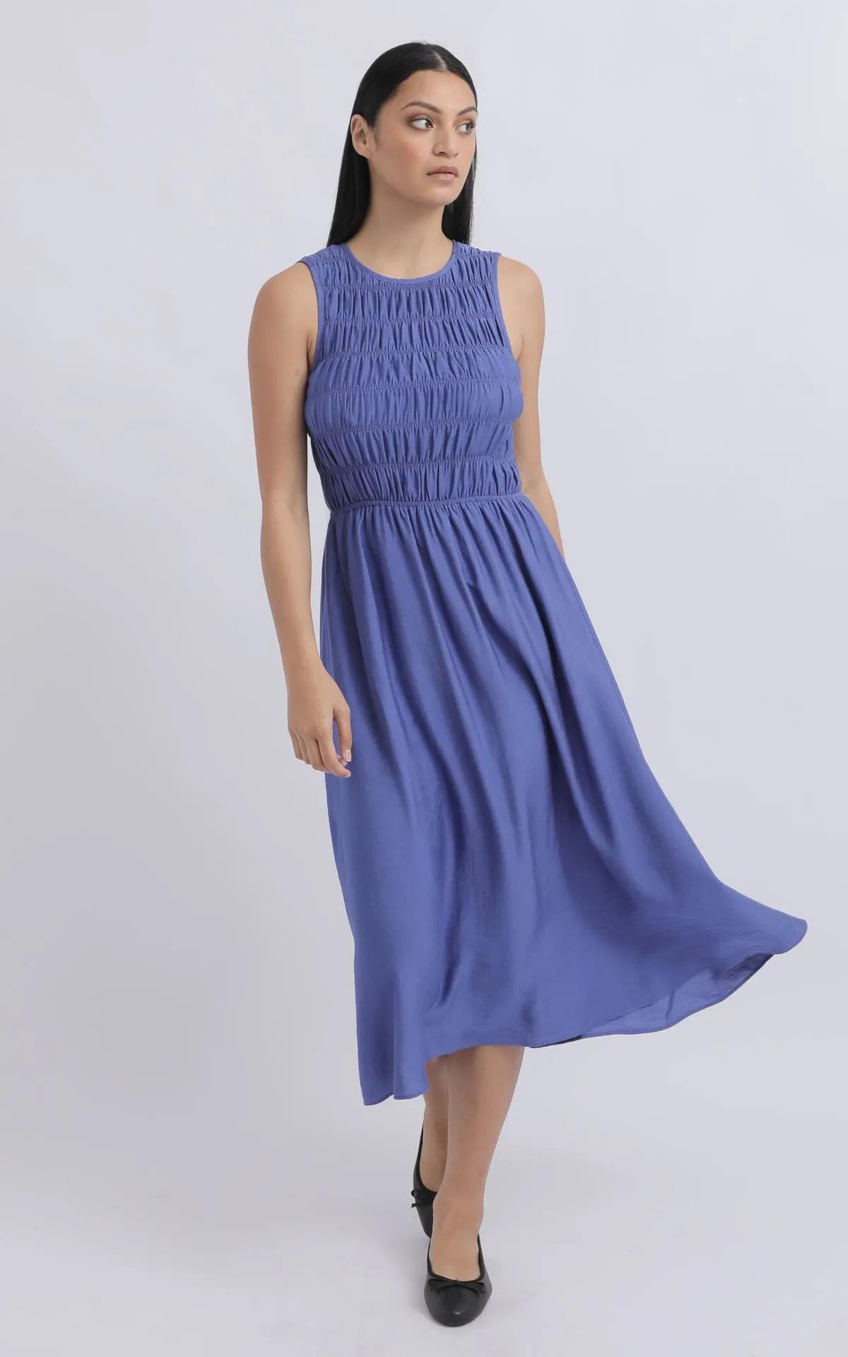 Voile Shirred Bodice Dress