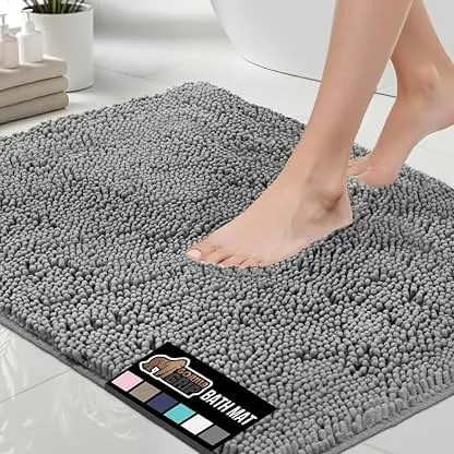 GORILLA GRIP Bath Rug Mat, Thick Soft Absorbent Chenille,…