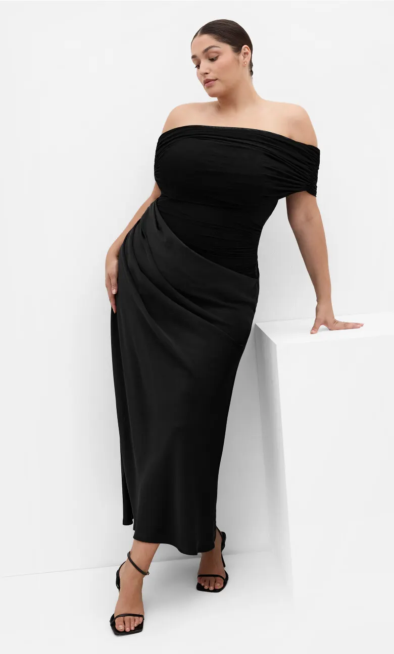 Tati Off Shoulder Maxi Dress - black