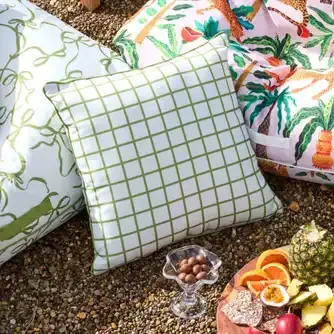 Twill & Co Tigerlily Check Cushion