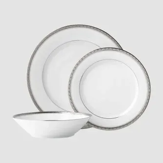 Noritake Charlotta Platinum Microwave Safe 12pc Dinner Set