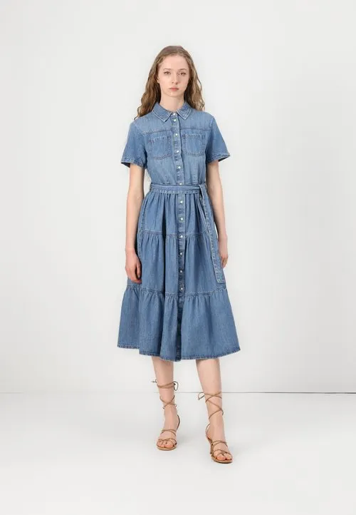 ONLALIYAH LAYER DRESS - Skjortekjole - medium blue denim