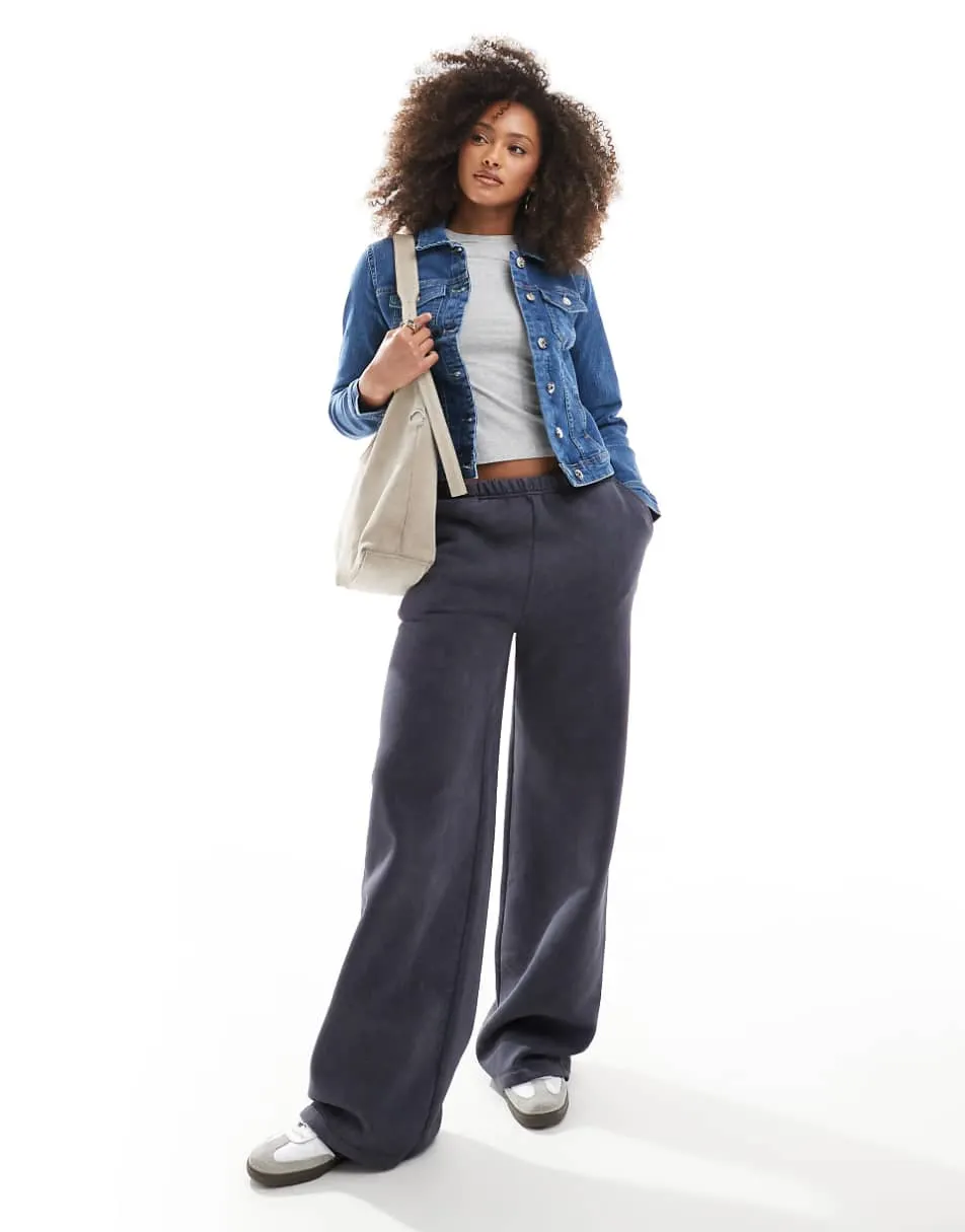 ONLY fitted denim jacket in mid blue wash