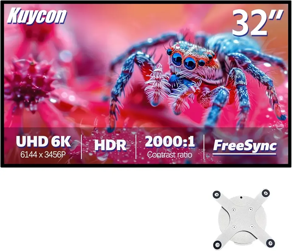 Kuycon 32 inch G32P Full HD (6144 x 3456) Eye Care Monitor, IPS Panel, 1.07 Billion Colors, 99% sRGB, AMD FreeSync, 2000:1 Contrast Ratio, HDMI, DP,178° Viewing Angle (Without Stand)