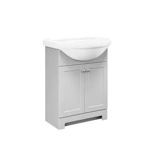 Clancey 24-inch W x 19.5-inch D x 32-inch H Grey Wood Bathroom Vanity with Round Ceramic Top