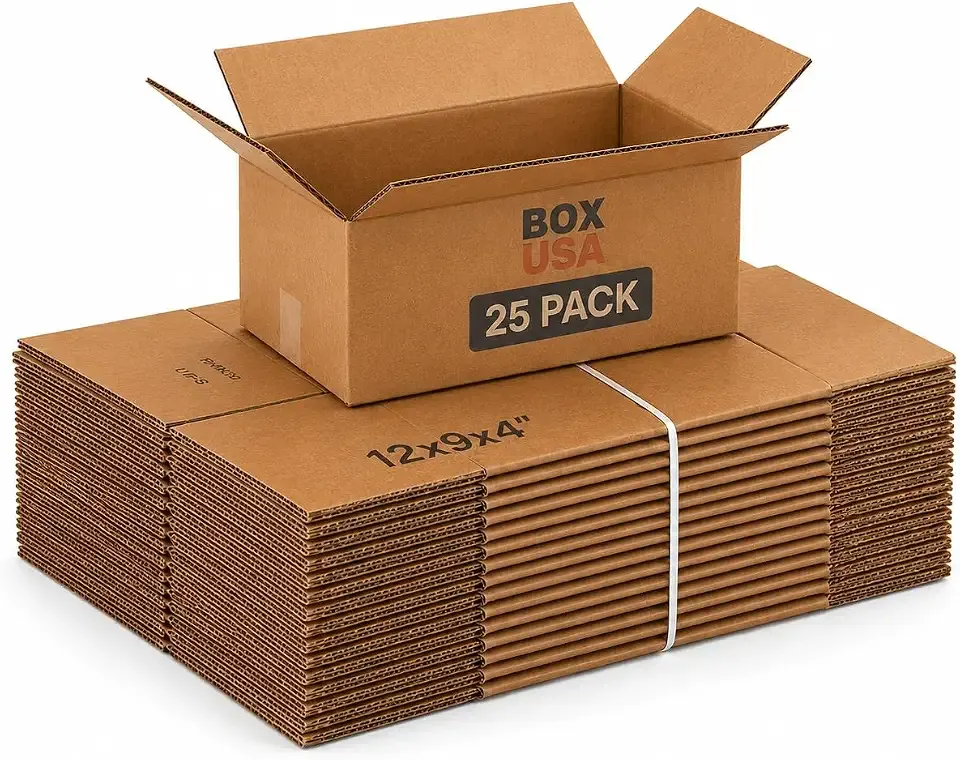 BOX USA Shipping Boxes Medium 12"L x 9"W x 4"H 25-Pack - Corrugated Cardboard Box for Moving, Mailing, Packing, Packaging and Storage