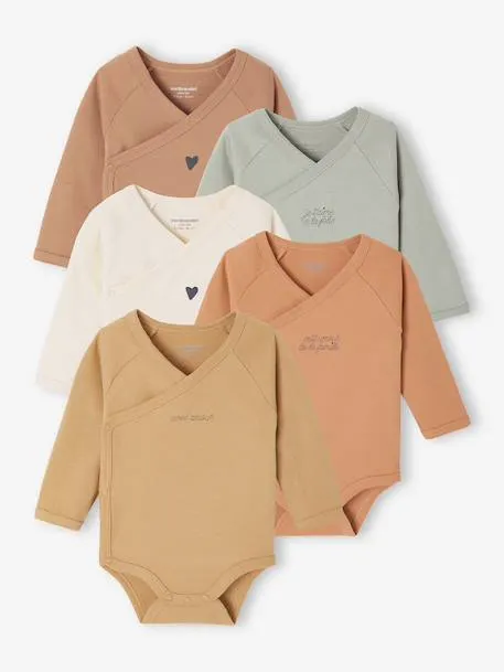 Lot de 5 bodies Basics ouverture naissance - jaune pâle