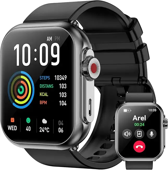 Smart Watch for Men Women, 1000mAh Battery 100-Day Standby Time, 1.85" HD Screen Fitness Tracker, 110+ Sport Modes, IP68 Waterproof, Heart Rate/Sleep Monitor, Fitness Watch for Android/iOS (Black)