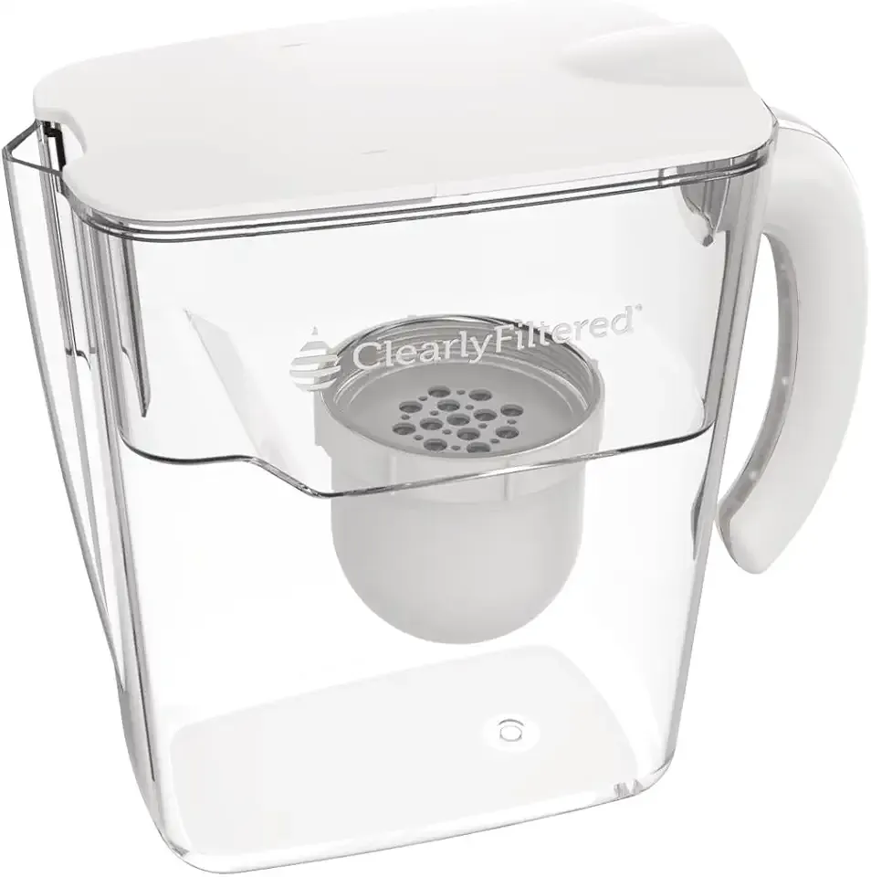 Clearly Filtered No.1 Filtered Water Pitcher/Updated Model/Targets 365+ Contaminants e.g. Fluoride Chlorine PFAS Microplastics Lead Arsenic BPA/BPS Free (Pitcher Includes 1 Filter)