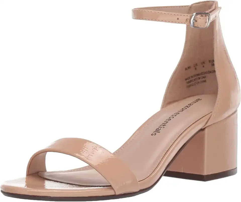 Women's Two Strap Heeled Sandals with Adjustable Ankle Strap, Padded Memory Foam Insole