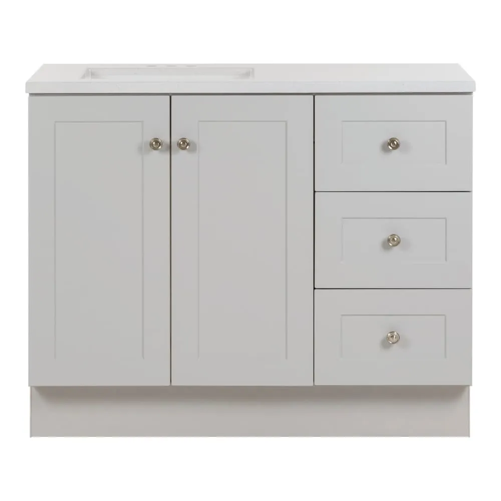 Glacier Bay Bannister 42.5-inch W x 18.75-inch D Bathroom Vanity in Pearl Grey With Cultured Marble Sink Top