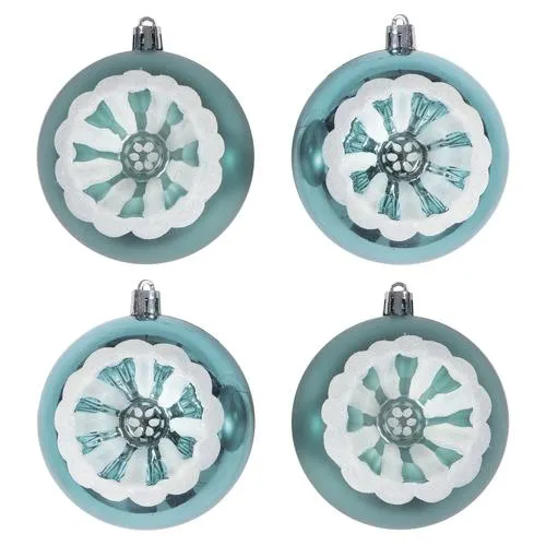 Enchanted Forest® 80mm Turquoise Round Concave Shatterproof Ornaments - 4 Pack
