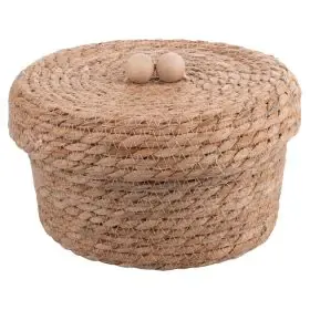 Cestino multiuso con coperchio in fibra naturale, 21x13 cm, Sibilla