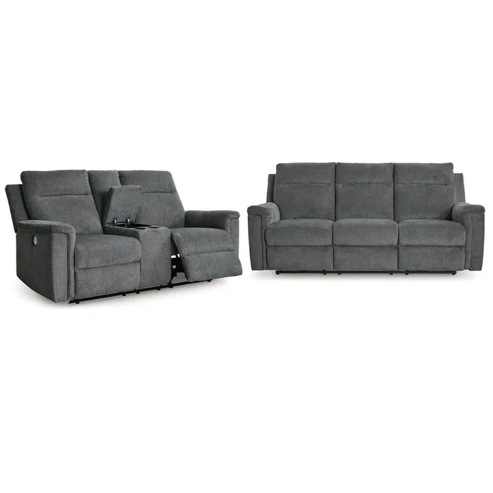 Barnsana Power Reclining Sofa & Loveseat - Gravel