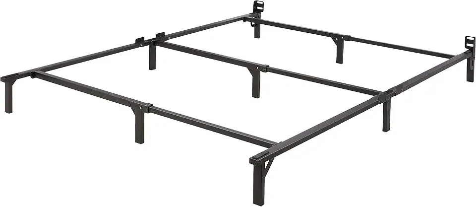 Amazon Basics Metal Bed Frame, 9-Leg Support Base for Box Spring and Mattress, Queen Size, Tool-Free Easy Assembly, 79.5" L x 59.5" W x 7" H, Black