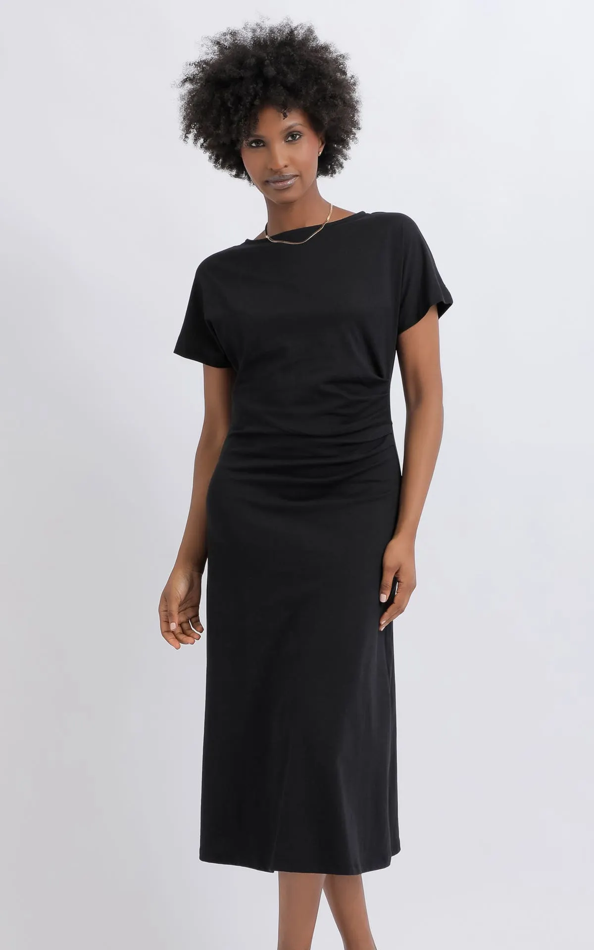 Jersey Cinched Waist Midi Dress