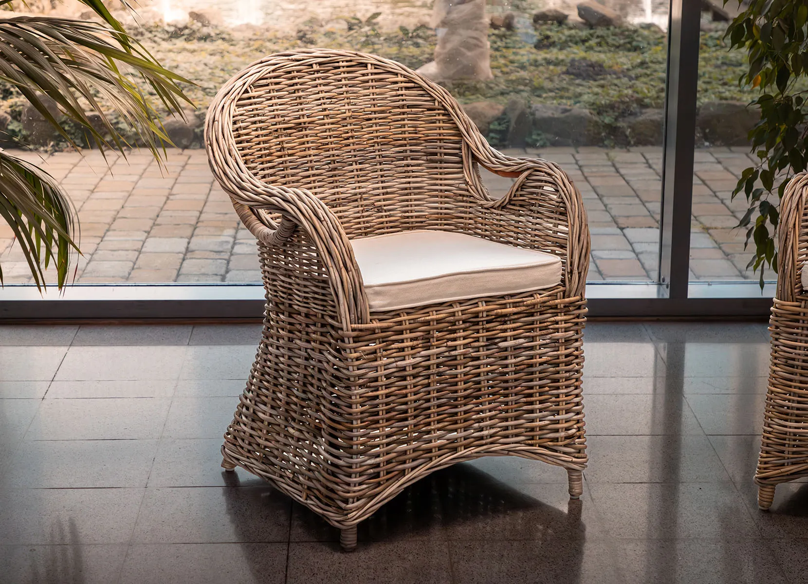 Rattansessel Athena mit Sitzkissen 4er-Set Natural-Grey