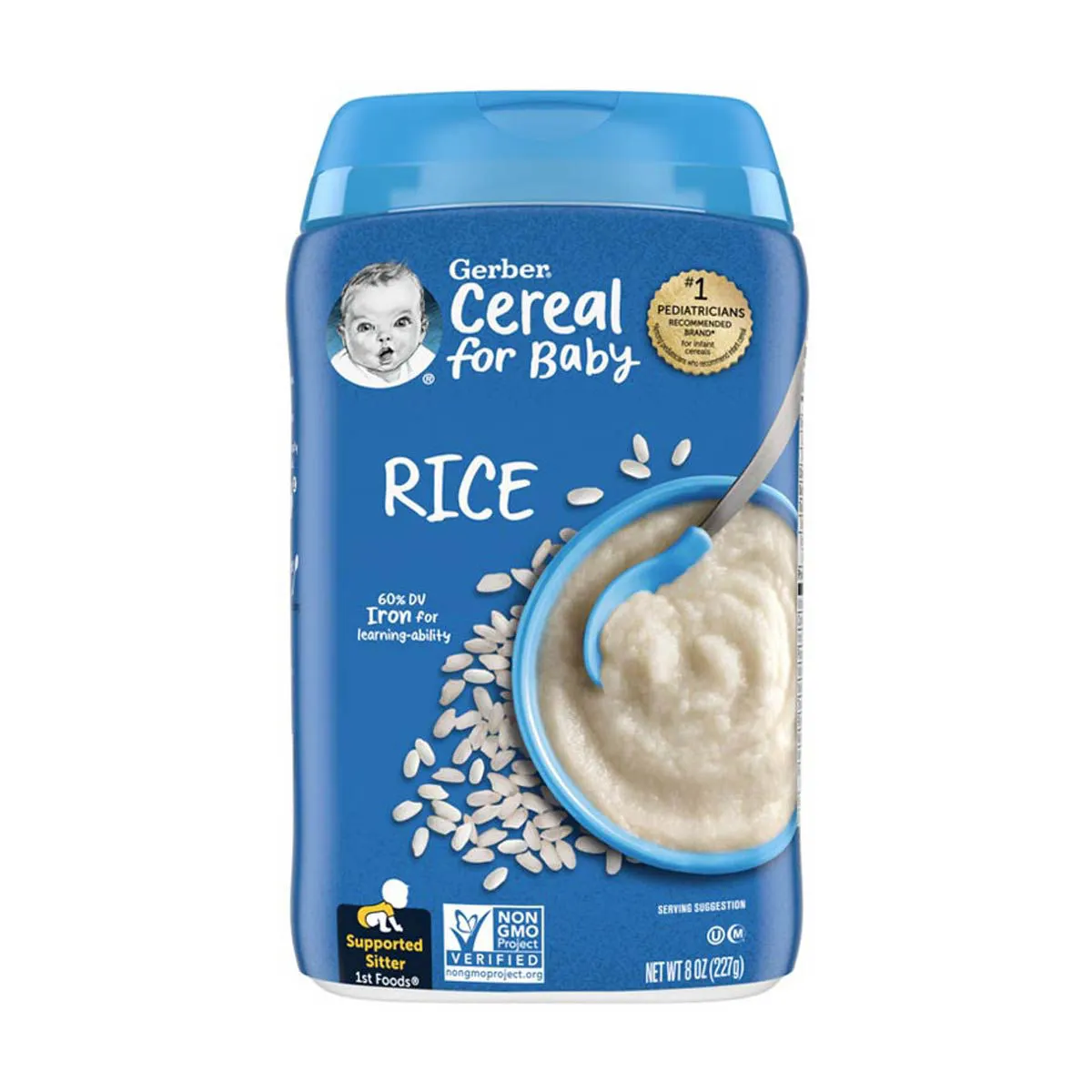 Gerber Rice Cereal for Baby, Supported Sitter 1st Foods, 8 oz