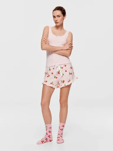 Cherry Gingham Mini Flutter Short