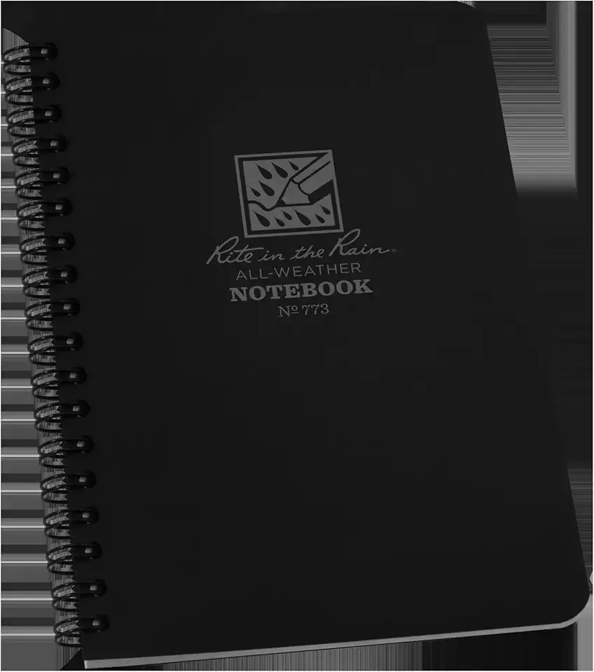 Rite in the Rain Weatherproof Side Spiral Notebook, 4.625" x 7", Black Cover, Universal Pattern (No. 773)