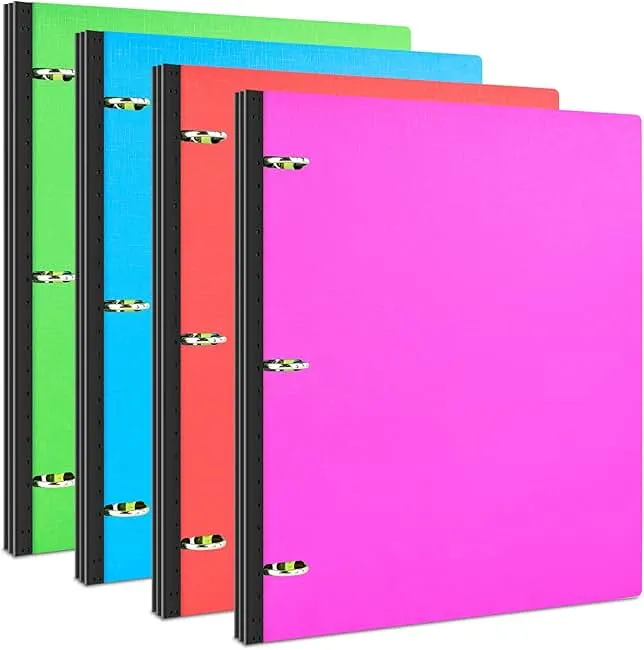 INFUN Telescoping 3 Ring Binder - 4PCS, Portable Plastic 3 Ring Binder with Telescoping Spine, Binders with Foldable Front Cover Holds 8.5"x11" Paper for School, Office, Homes