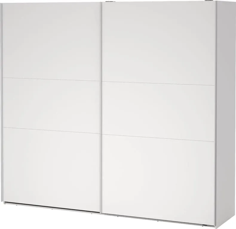 Como skyvedørsgarderobe 245x220cm Hvit, med 2 hvite dører