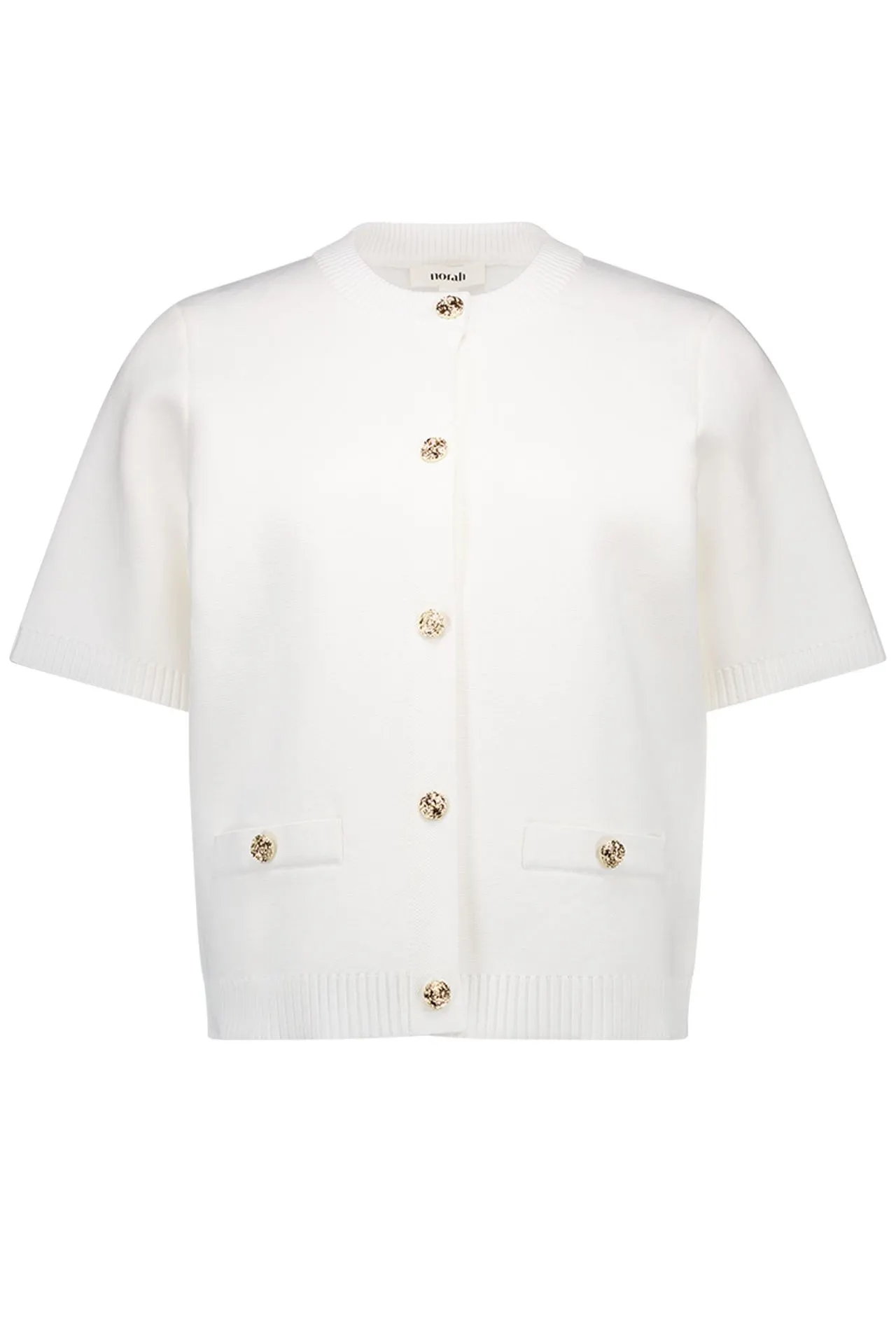 Off-white gebreid vest met goudkleurige knopen