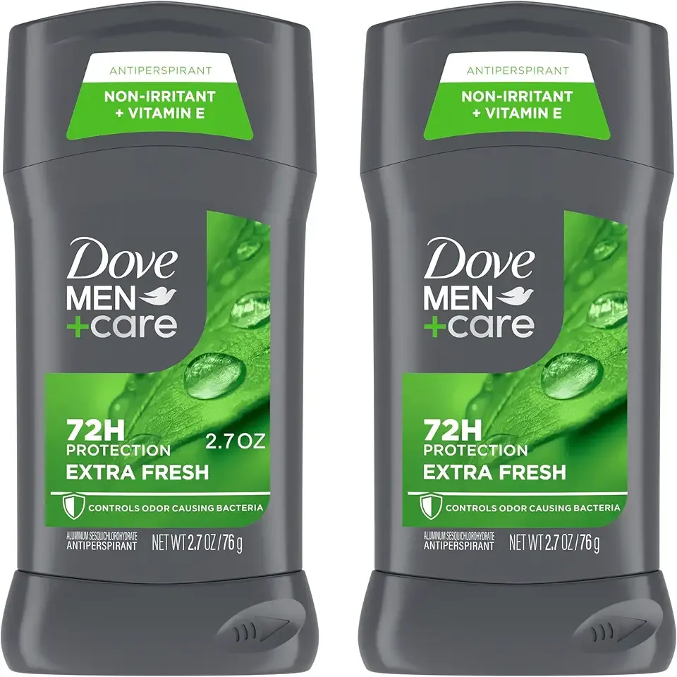 Dove Men+Care Extra Fresh Men's Antiperspirant Deodorant Stick Extra Fresh Twin pack With 72-hour sweat & odor protection with 1/4 Moisturizing Cream & Long-lasting Citrus Scent 2.7 oz