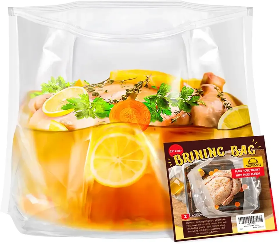 Brine Bags for Turkey, 26"×22", 3 Pack, Double Zipper Lock Thicker Brining Bags with 2 Cotton Strings, Holds up to 35lb, Extra Large Brine Bag Fits for Turkey, Chicken, Beef, Fish, Lamb, Pork