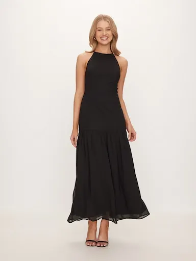 Noreen Knit Woven Midi Dress