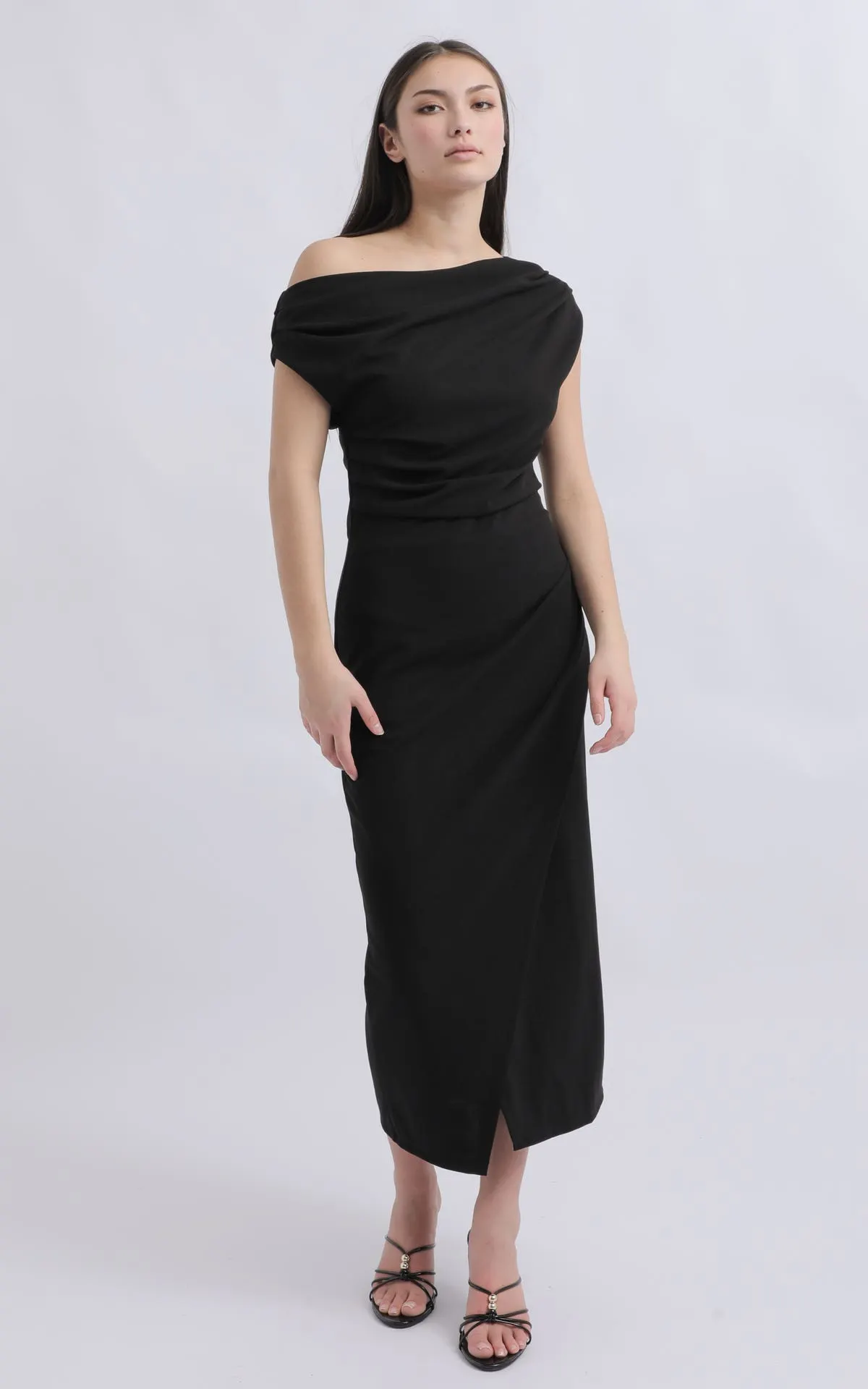 Scuba Asymmetric Shoulder Dress