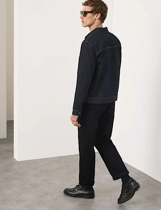 Denim-Jacke mit Webmuster