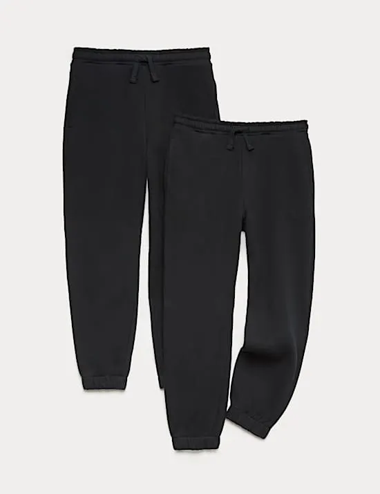 2er-Pack Unisex-Jogginghosen mit hohem Baumwollanteil (6–16 J.)