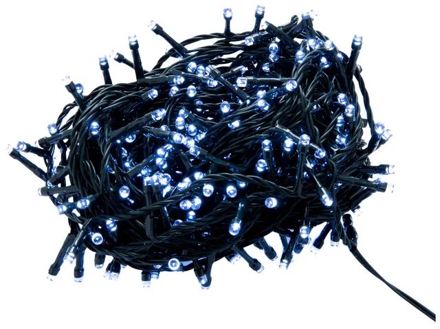 Guirnalda iluminada Basic para árbol de 180 cm con 300 bombillas LED blanco de 17.95 metros de iluminación para interior / exterior a transformador