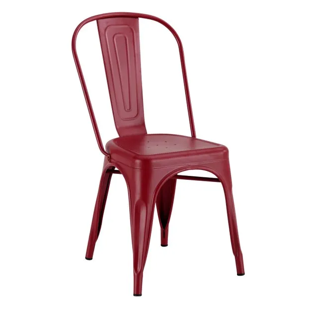 Sedia da giardino in acciaio rosso Soho, seduta in acciaio rosso