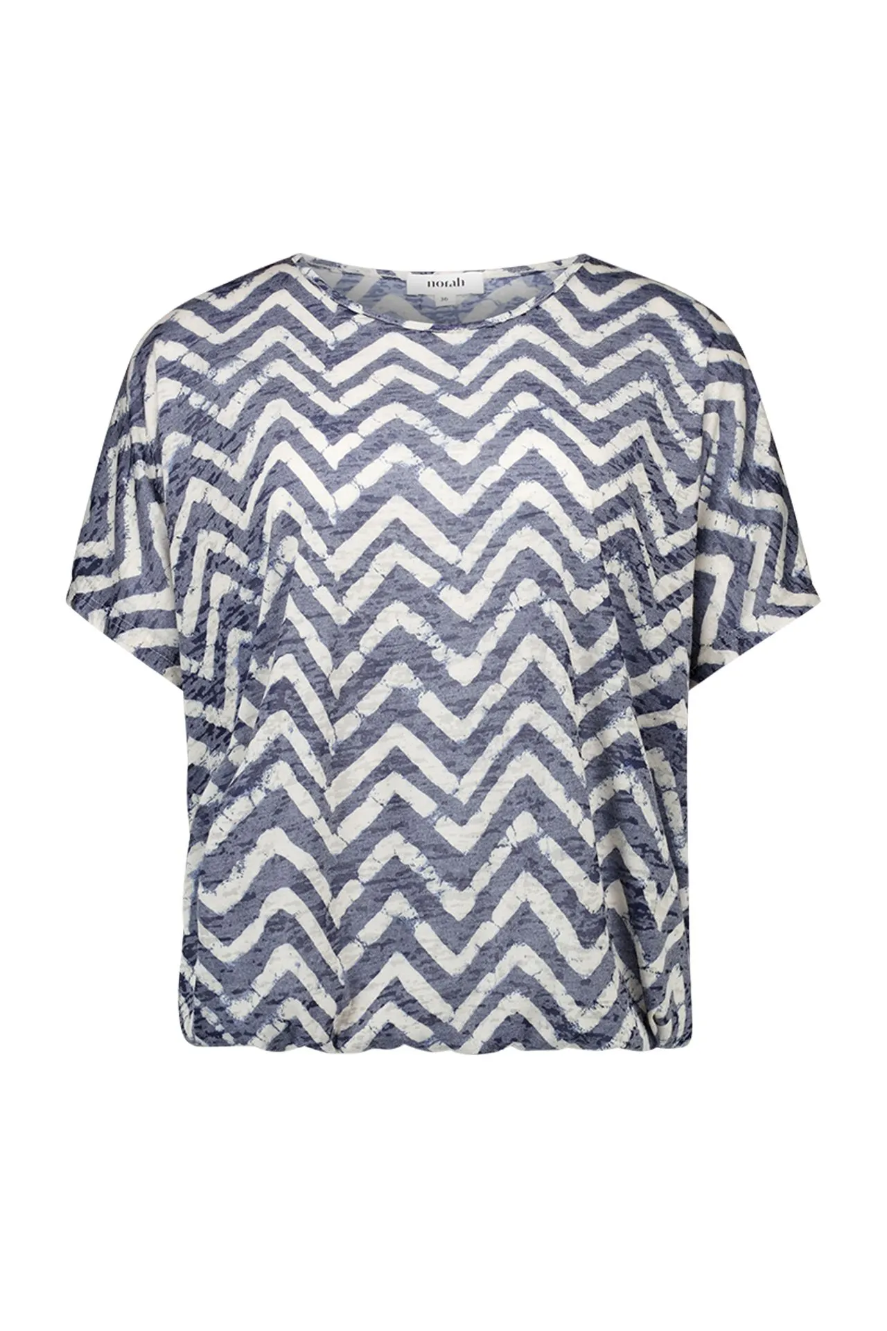 Ecru/blauw shirt met grafische print