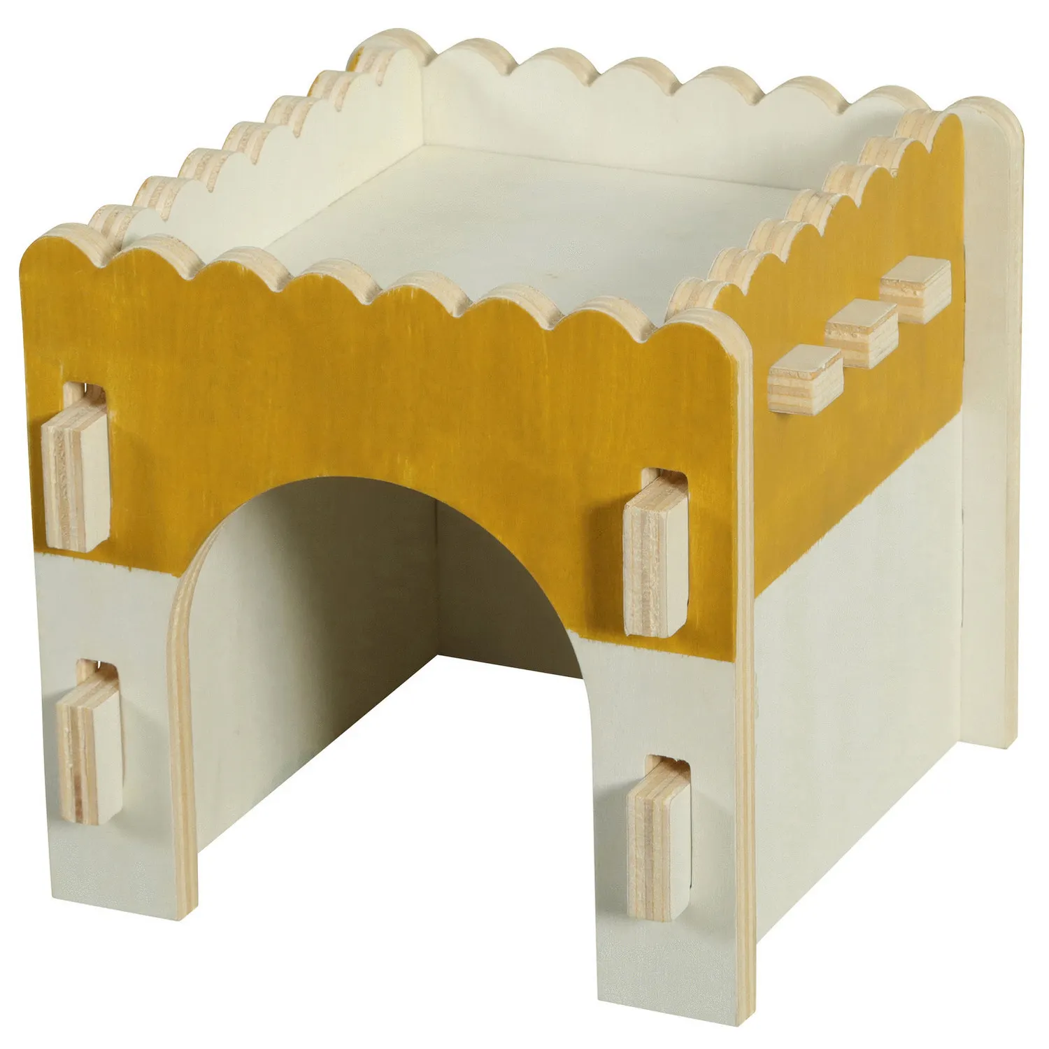 Zolux Houten Huisje Voor Hamsters. Ratten En Muizen - Kooi Accessoire - 15x15x14 cm Oranje