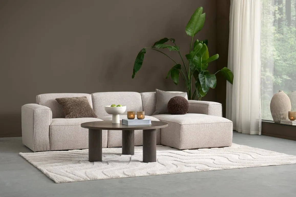 San Remo 2-seter m/sjeselong høyre Stoff Beatto Light Grey