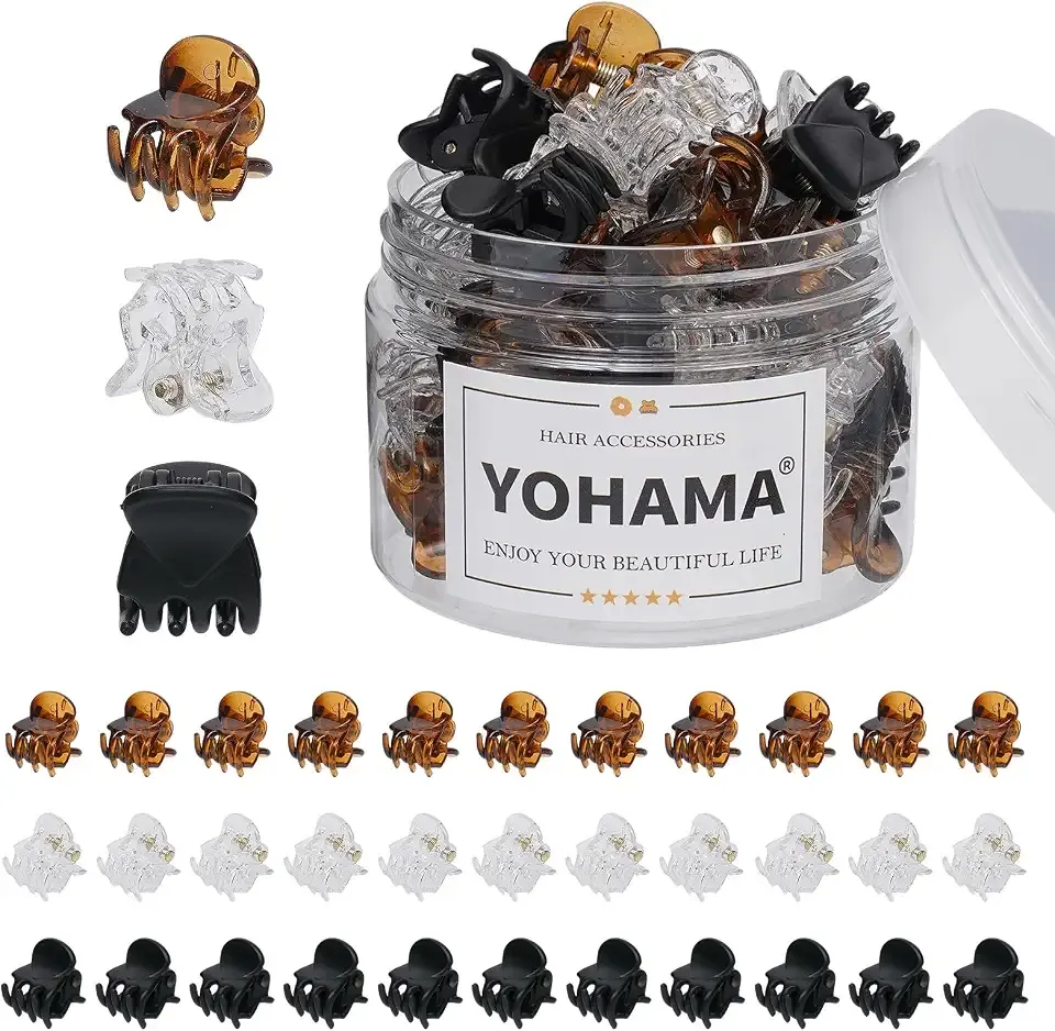 YOHAMA 36 Pcs Durable Mini Hair Claw Clips, Great for Design Kids and Adult Hairstyles, Decroation Buns, Pining Bangs, Strong Grip, Multifunction Clamp Clips.(3 Colors)