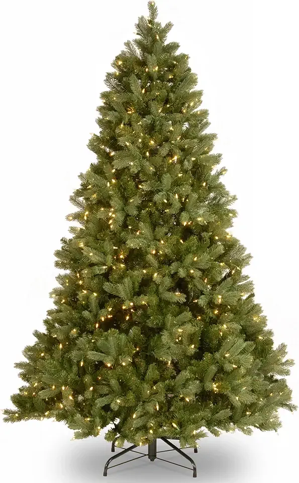 National Tree Company 6.5 ft Pre-Lit Downswept Douglas Fir Artificial Christmas Tree, 650 LED Lights, 1,227 Tips, PowerConnect, Foot Pedal, 10 Light Functions, Includes Stand, Green