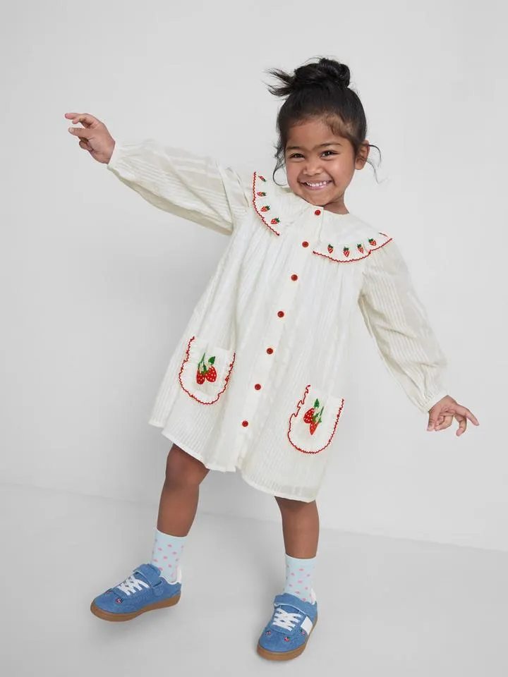 18 mois-8 ans | Robe à col et fraises brodées